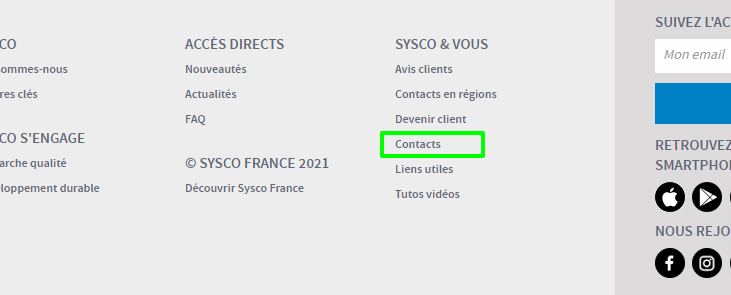 Rubrique Contacts